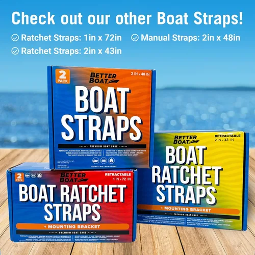 Miniatura 8 de Boat Tie Down Straps to Trailer, 2 Inch x 48 Inch Marine Grade Transom Straps, Heavy Duty Manual Buckle Clasp, Short, Boat Tie Downs for Trailer
