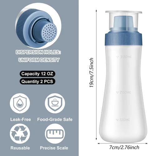 Miniatura 2 de Grevosea 2 Pcs Cake Syrup Dispenser, 350ml/12oz Sauce Bottles Graduated Plastic Squeeze Bottle with Sealing Lid Reusable Baking Tools for Honey