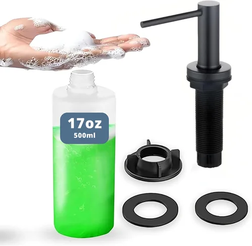 Miniatura 10 de SBEN Dispensador de jabón para fregadero de cocina, bomba de encimera para jabón de manos o loción, botella integrada de 17 onzas, diseño de acero