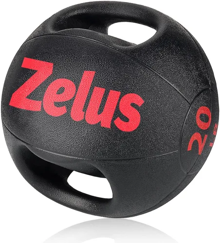 Miniatura 9 de ZELUS Balón medicinal con doble agarre, pelota de ejercicio de 10/20 libras, pelota de peso con asas, pelota de ejercicio con agarre texturizado