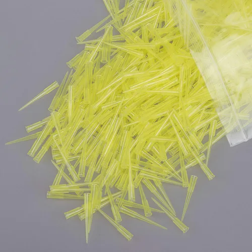 Miniatura 4 de OIIKI Puntas de pipeta de 200 ul, 1000 puntas universales de pipeta líquida, amarillo transparente, sin ADNasa/RNasa, pipetas de transferencia