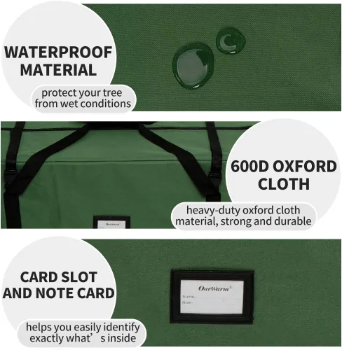 Miniatura 4 de AerWo Bolsa de almacenamiento para árbol de Navidad de 7.5 pulgadas, caja de almacenamiento extra grande para árboles artificiales de hasta 7.5 Verde