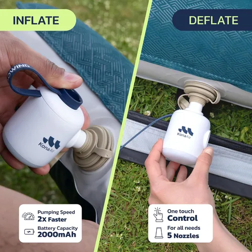 Miniatura 3 de Woowind Electric Air Pump, Cordless Air Mattress Pump for Pool Floats, Swimming Rings, Air Bed, Air Sofa, Rechargeable Battery Powered Blanco