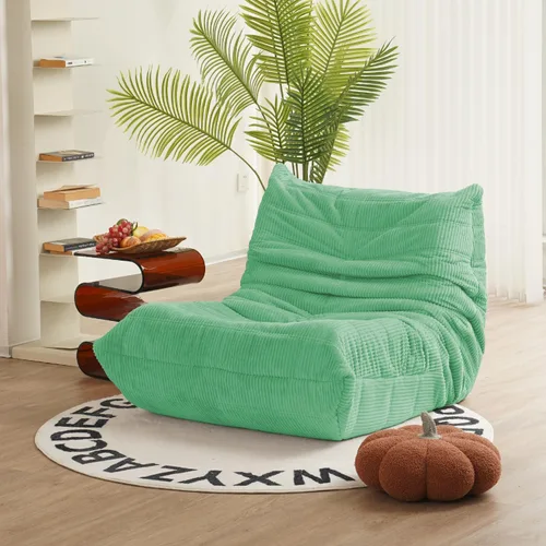 Miniatura 14 de N&V Sofá de suelo sin brazos de mediados de siglo, silla de pana suave de alta calidad, silla decorativa de espuma para sala de estar, dormitorio
