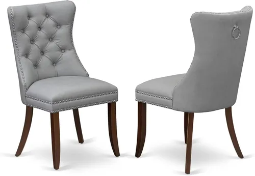 Miniatura 17 de East West Furniture DAP3F26 Dallas Parson - Juego de 2 sillas de comedor tapizadas de tela de poliéster color burdeos con botones copetudos