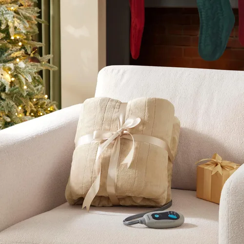 Miniatura 5 de Beautyrest Manta térmica, manta eléctrica, suave, cálida y reversible, manta térmica Sherpa para oficina, sofá, 3 ajustes de calor, apagado