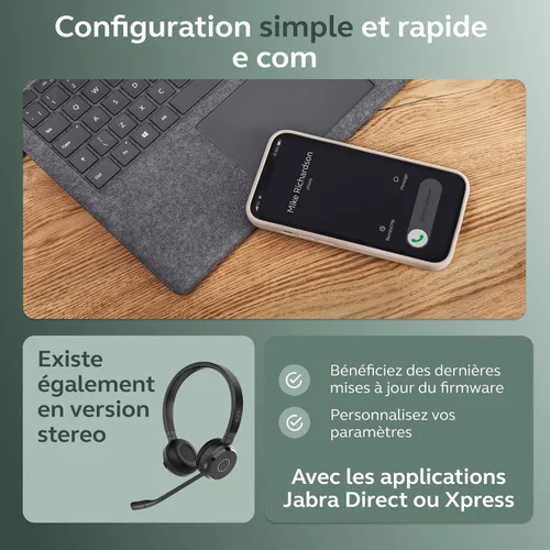 Miniatura 7 de Jabra Evolve 65 TE - Auriculares inalámbricos estéreo USB-A MS / auriculares de música