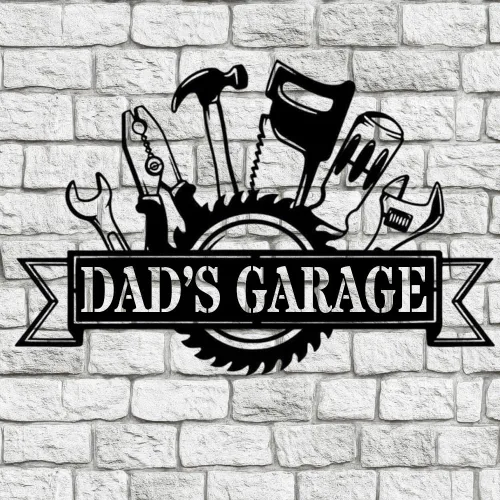 Miniatura 16 de Placa de Taller Personalizada de Bandera Americana de Metal, Regalo para Papá, Arte de Pared para Garaje, Placa de Taller de Papá, Nombre Diseño 4
