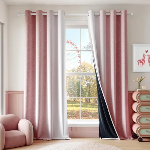 Miniatura 10 de Cortinas Ombre 100% Opacas de 63 Pulgadas de Largo 2 Paneles para Dormitorio Azul Blanco Patrón Degradado Oscurecimiento de Habitación Aislamiento