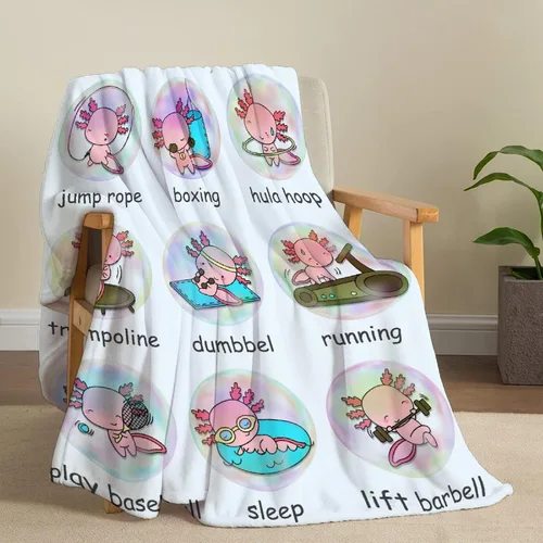 Miniatura 5 de Divertida manta de ajolote para mujeres y niñas, ligera y suave, manta de forro polar para sofá, cama, sofá y niños pequeños (50 x 40 pulgadas)