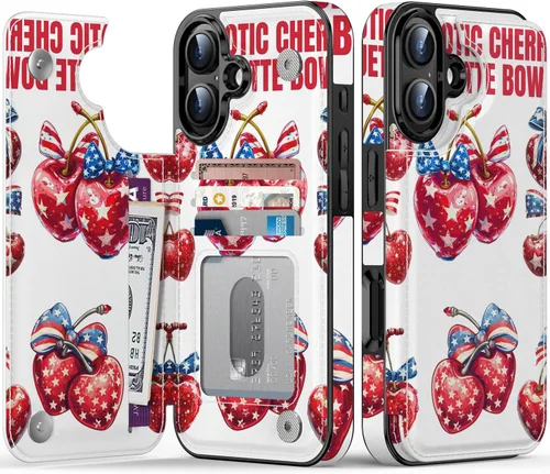 Miniatura 77 de FUNMIKO Funda tipo cartera para iPhone 13 con tarjetero, bloqueo RFID, protección de grado militar y obras de arte impresas con rayos UV, cierre