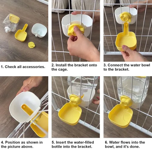 Miniatura 4 de Botella de agua de conejo de 35 onzas, dispensador de agua automático para colgar para mascotas, para hurones, conejillos de indias, chinchilla