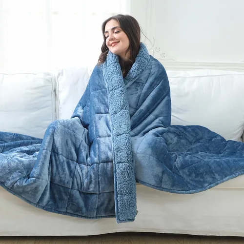Miniatura 18 de Aemicion Manta con peso para niños de 7 libras, tamaño individual de 41 x 60 pulgadas, cómoda, suave y esponjosa Sherpa, manta pesada para niños