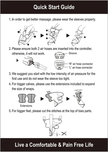 Miniatura 9 de FIT KING Masajeador de Piernas para Circulación y Alivio del Dolor, Masajeador de Piernas y Pies por Compresión de Aire para Aliviar el Dolor