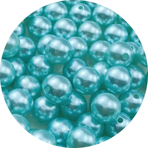 Miniatura 40 de 100 cuentas de perlas para manualidades, perlas de resina de 0.47 pulgadas para hacer joyas, cuentas redondas a granel con agujero para collares