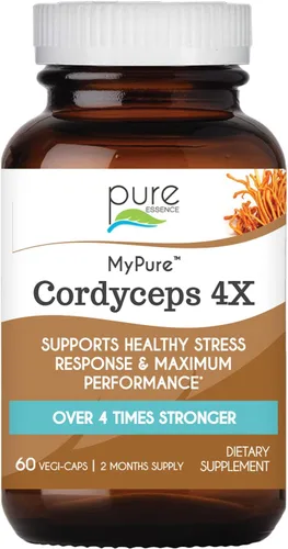 PURE ESSENCE LABS MyPure Cordyceps 4X Champiñones - Suplementos concentrados en polvo de hongos Cordyceps para el sistema inmunológico, respuesta al
