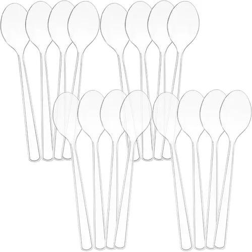 Miniatura 9 de Juego de 8 – 10 cucharas de plástico transparente para servir para eventos, reutilizables o desechables