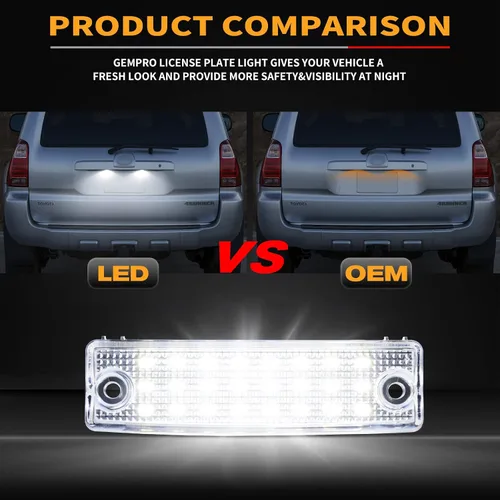 Miniatura 6 de Gempro Conjunto de Luz LED para Placa de Matrícula Montaje de Lámparas de Etiqueta de Parachoques Trasero para 1996-2023 4Runner 2008-2022 Sequoia