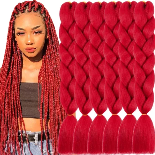 Miniatura 23 de 3 paquetes de extensiones de cabello sintético para trenzar de color negro a azul, tamaño jumbo ombré, de 24 pulgadas o trenzas de ganchillo