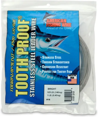 Miniatura 59 de AFW Alambre Líder Duro de Una Hebra de Acero Inoxidable a Prueba de Dientes - Brillante y Camuflaje para Tiburón, Barracuda, Caballa Real, Wahoo