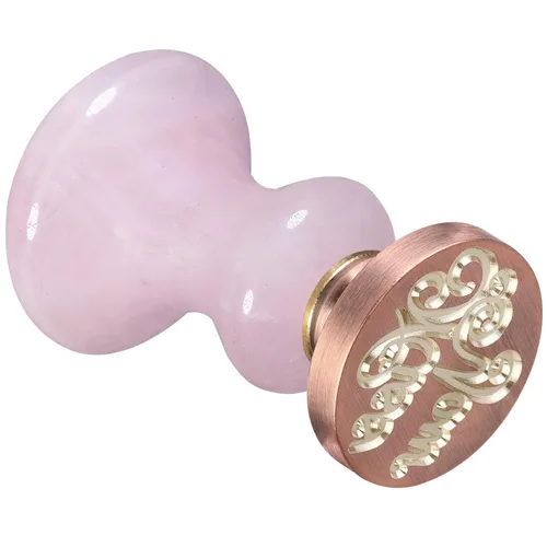 Miniatura 10 de Amogeeli Sello de cera de cuarzo rosa, mango de sello clásico de cristal con cabezal de sello de cobre extraíble para manualidades, sobre