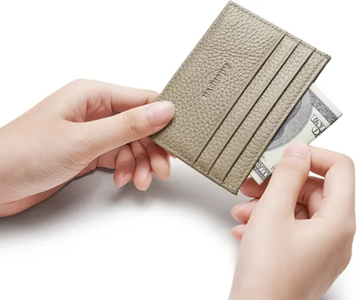 Miniatura 2 de Cartera de tarjeta de crédito de cuero genuino, billetera minimalista, inserciones de billetera delgada, 003, Estuche para tarjetas de crédito
