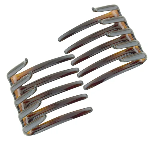 Parcelona Cangrejo francés entrelazado marrón mediano 2 1/4 pulgadas celuloide antideslizante coleta clips flexibles resistentes pinzas para el pelo