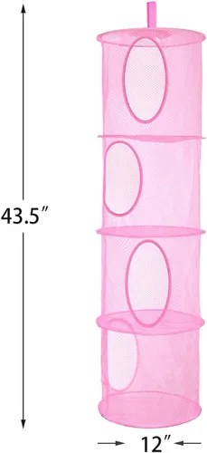 Miniatura 3 de 2 unidades de almacenamiento de animales de peluche plegables o organizador de hamaca, 4 compartimentos para colgar juguetes de malla para niños