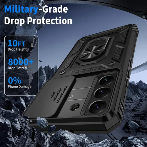 Miniatura 4 de Funda para Samsung Galaxy S22 Plus con cubierta para lente de cámara, protector de pantalla HD, protección contra caídas de grado militar de 10 Negro