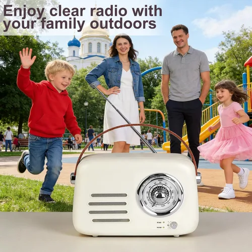 Miniatura 6 de Altavoz Bluetooth vintage con radio FM, caja de auge inalámbrica portátil, más de 20 horas de duración de la batería, radio retro