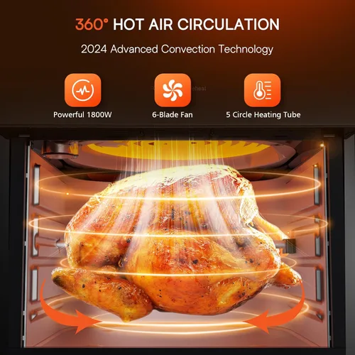 Miniatura 9 de Nuwave Brio - Horno freidora de aire rotisserie 10 en 1 de 15.5 cuartos de galón, tamaño familiar XL, freír con aire uniforme y crujiente