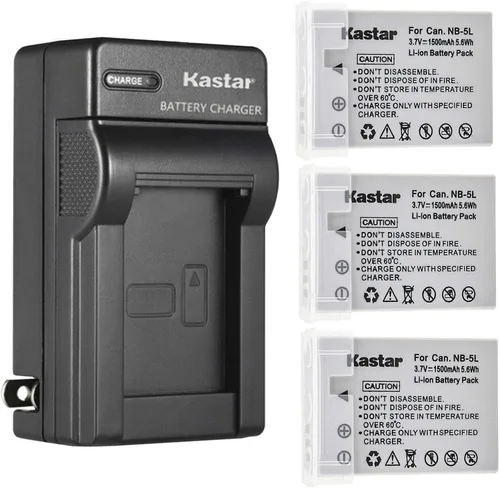 Miniatura 6 de Kastar - Cargador de batería de pared AC para Canon NB-5L NB5L, NB-5LH NB5LH, 1135B001 batería, Canon CB-2LX CB-2LXE Charger, Canon Digital IXUS 850