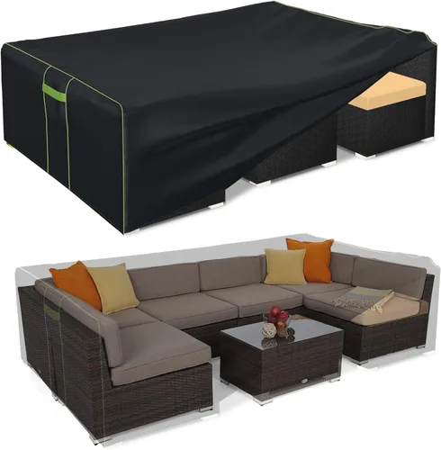 Miniatura 17 de Fundas para muebles de patio impermeables, resistentes 600D, fundas para muebles de exterior para sofá seccional exterior, resistente al desgarro