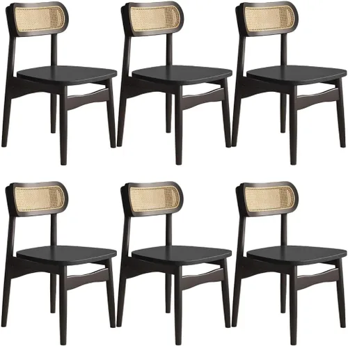 Miniatura 16 de YVYKFZD Solid Wood Dining Chairs Set, Armless Kitchen Chairs, Dining Room Chair with Rattan Backrest, Comfy Side Chair, for Living Room, Bedroom