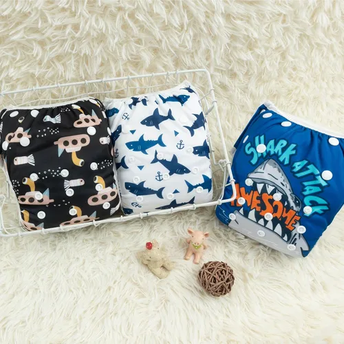 Miniatura 114 de Alva, Pañales de bebé para nadar, paquete de 2 unidades, talle único, reutilizable, lavable y ajustable de 0 a 36 meses. Tamaño de 10 a 40 lbs
