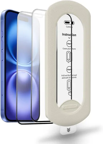 Miniatura 17 de Protector de pantalla de vidrio templado para iPhone 17 Pro con kit de alineación automática, polvo automático, grado militar 9H+ inastillable