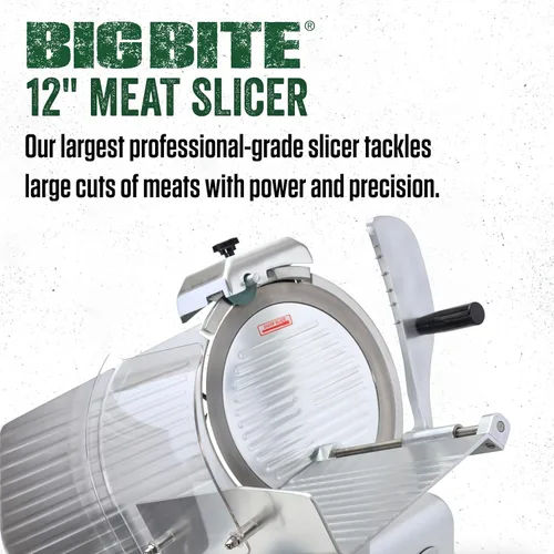 Miniatura 2 de LEM Products BigBite Máquina Cortadora Eléctrica de Carne de Aluminio Fundido de 12 Pulgadas con Afilador Incorporado, Plateado