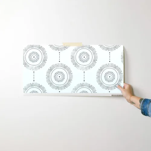 Miniatura 7 de Papel tapiz para despegar y pegar, diseño geométrico bohemio, círculos de piedra negra, abstracto, neutro, personalizado, extraíble, por Spoonflower