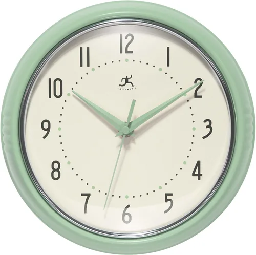 Miniatura 27 de Infinity Instruments Reloj de pared retro de 9 pulgadas, barrido silencioso, sin tictac, moderno, de mediados de siglo, para cocina, comedor