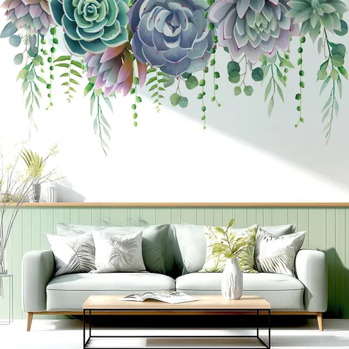 Miniatura 27 de Calcomanías de pared de flores y hojas para despegar y pegar, calcomanías grandes de vinilo floral para colgar, vid extraíble, decoración del hogar