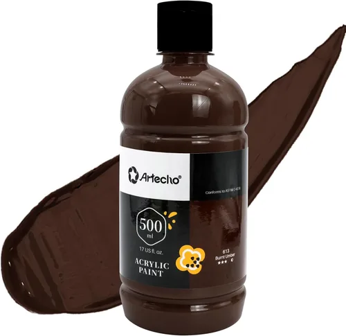 Miniatura 10 de Artecho Pintura Acrílica Oro - Botella Grande 500ml / 17oz, Pintura para Manualidades para Lienzo, Rocas, Madera, Tela, Cerámica, No Tóxica Dorado
