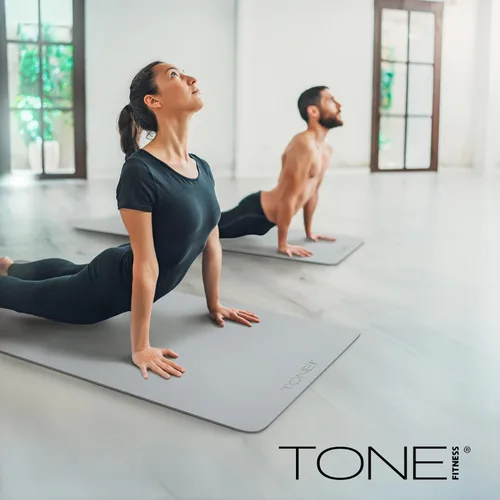 Miniatura 8 de TONE Fitness Esterilla de yoga antideslizante de 1/4 pulgadas de grosor para ejercicios y pilates para entrenamientos en casa con correa