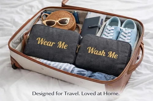 Miniatura 3 de Travel Fanatics Wear Me Wash Me - Bolsa organizadora de ropa sucia y limpia de 2 caras para maleta, equipaje de mano y viajes