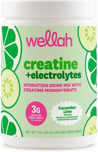 Miniatura 10 de Wellah Creatina + electrolitos en polvo (Blue Hawaii) 30 porciones - Mezcla de bebida de hidratación con 0.11 onzas de monohidrato de creatina
