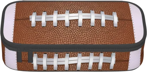 Miniatura 2 de Estuche de lápices con textura de pelota de fútbol americano, bolsa de almacenamiento de gran capacidad, bolsas de papelería con cremallera, soporte