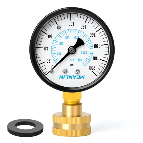 Miniatura 13 de MEANLIN MEASURE 0~200 Psi Manómetro de acero inoxidable, esfera con cara de 2.5 pulgadas, 3/4" hembra, relleno de líquido, presión de agua, aceite