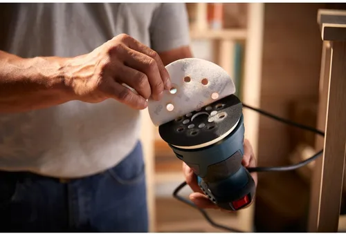 Miniatura 9 de BOSCH ROS20VSC lijadora palmar 2.5 Amp 5 pulgadas con cable, lijadora orbital aleatoria de velocidad variable, kit pulidor con colector de polvo