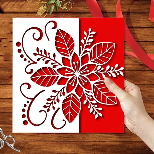 Miniatura 8 de hinana Hojas de flores de Navidad troqueladas de metal, troqueles de borde de flores, plantillas cortadas para álbumes de recortes, álbumes