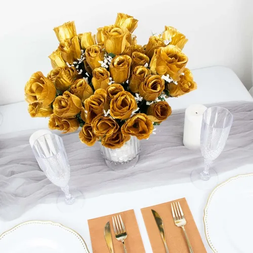 Miniatura 16 de Efavormart 12 arbustos Ramos de capullos de rosas artificiales de seda de primera calidad