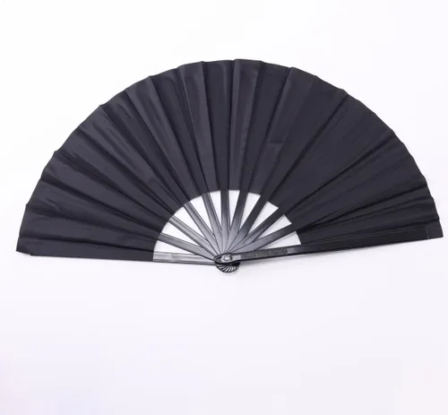 Ventilador grande de plástico de 13 pulgadas para baile de línea, abanicos de mano para mujer, plegables, exteriores, bodas, fiestas (negro)